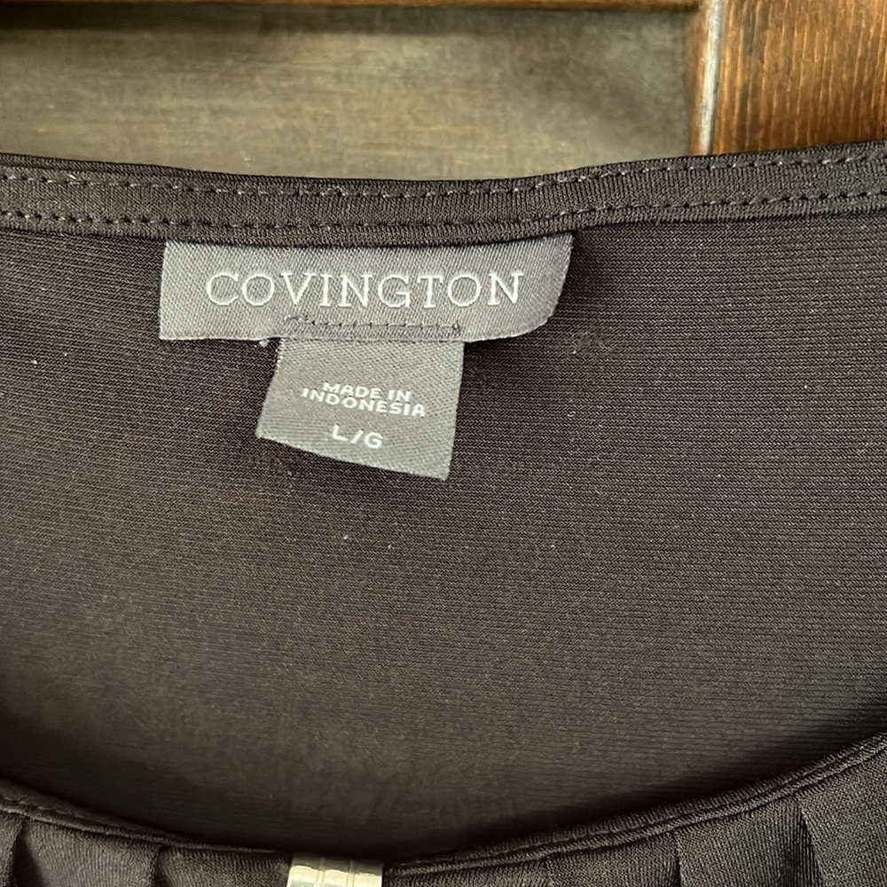Covington Black Dress Blouse Size L - Picture 2 of 4